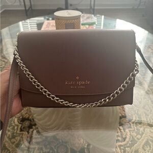 Kate Spade Brown Crossbody Bag with Silver Chain